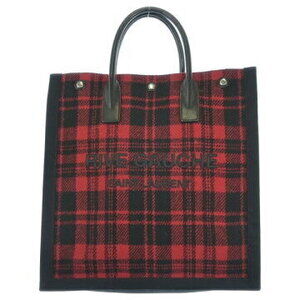 Saint Laurent Rive Gauche tote bag red black check tartan pattern